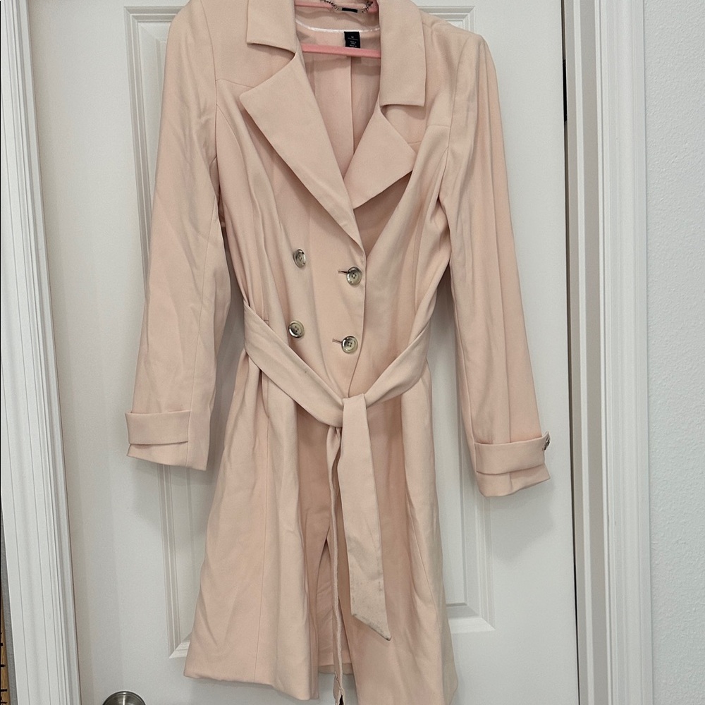 White House Black Market Blush Double-Breasted Trench Coat